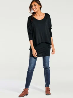 Linea Tesini T-Shirts<T-shirt à encolure ronde look décontracté tendance, manches chauve-souris