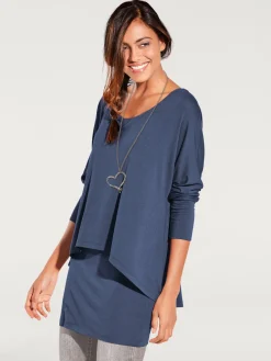 Linea Tesini T-Shirts<T-shirt à encolure ronde look décontracté tendance, manches chauve-souris