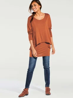 Linea Tesini T-Shirts<T-shirt à encolure ronde look décontracté tendance, manches chauve-souris