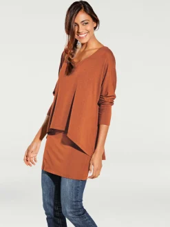 Linea Tesini T-Shirts<T-shirt à encolure ronde look décontracté tendance, manches chauve-souris