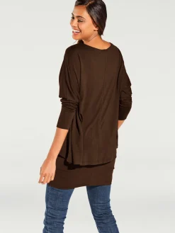 Linea Tesini T-Shirts<T-shirt à encolure ronde look décontracté tendance, manches chauve-souris