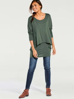 Linea Tesini T-Shirts<T-shirt à encolure ronde look décontracté tendance, manches chauve-souris