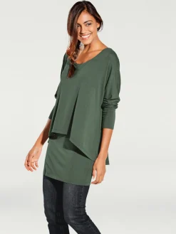 Linea Tesini T-Shirts<T-shirt à encolure ronde look décontracté tendance, manches chauve-souris