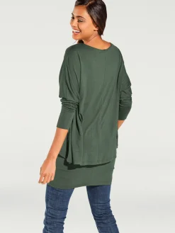 Linea Tesini T-Shirts<T-shirt à encolure ronde look décontracté tendance, manches chauve-souris