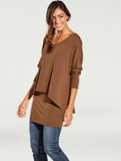 Linea Tesini T-Shirts<T-shirt à encolure ronde look décontracté tendance, manches chauve-souris