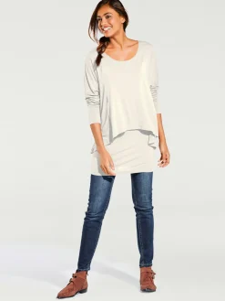 Linea Tesini T-Shirts<T-shirt à encolure ronde look décontracté tendance, manches chauve-souris