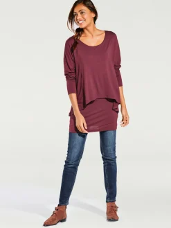 Linea Tesini T-Shirts<T-shirt à encolure ronde look décontracté tendance, manches chauve-souris