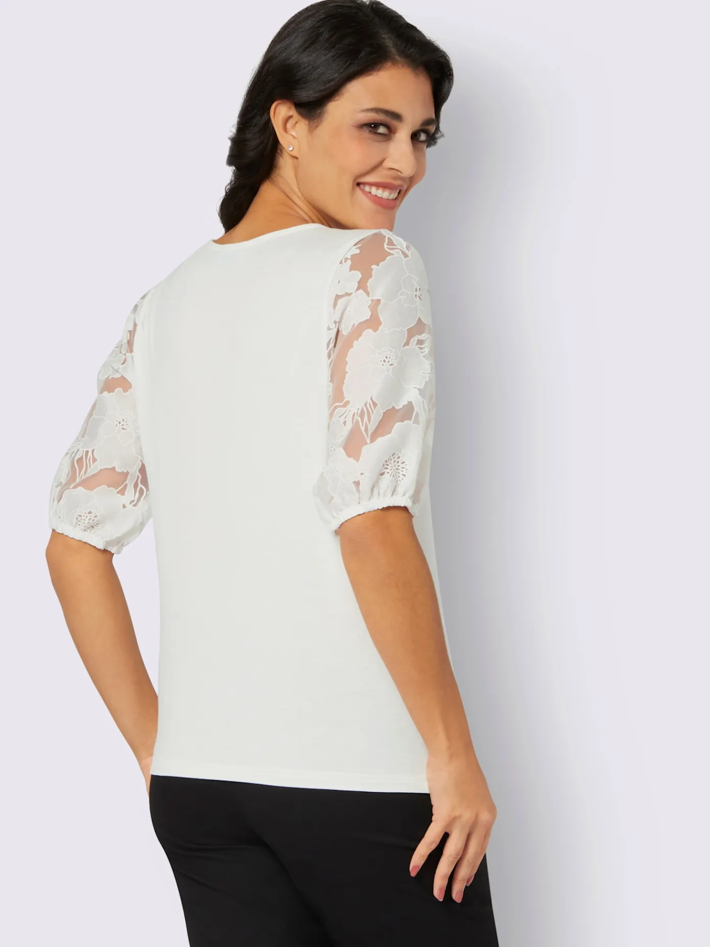 Creation L Tenues De Cérémonie|T-Shirts<T-shirt à encolure ronde manches courtes avec superbe motif dévoré