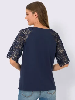 Linea Tesini T-Shirts<T-shirt à encolure ronde manches en dentelle