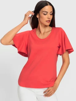 Ashley Brooke T-Shirts<T-shirt à encolure ronde manches chauve-souris affinantes