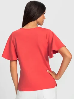 Ashley Brooke T-Shirts<T-shirt à encolure ronde manches chauve-souris affinantes