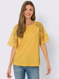 Linea Tesini T-Shirts<T-shirt à encolure ronde manches en dentelle