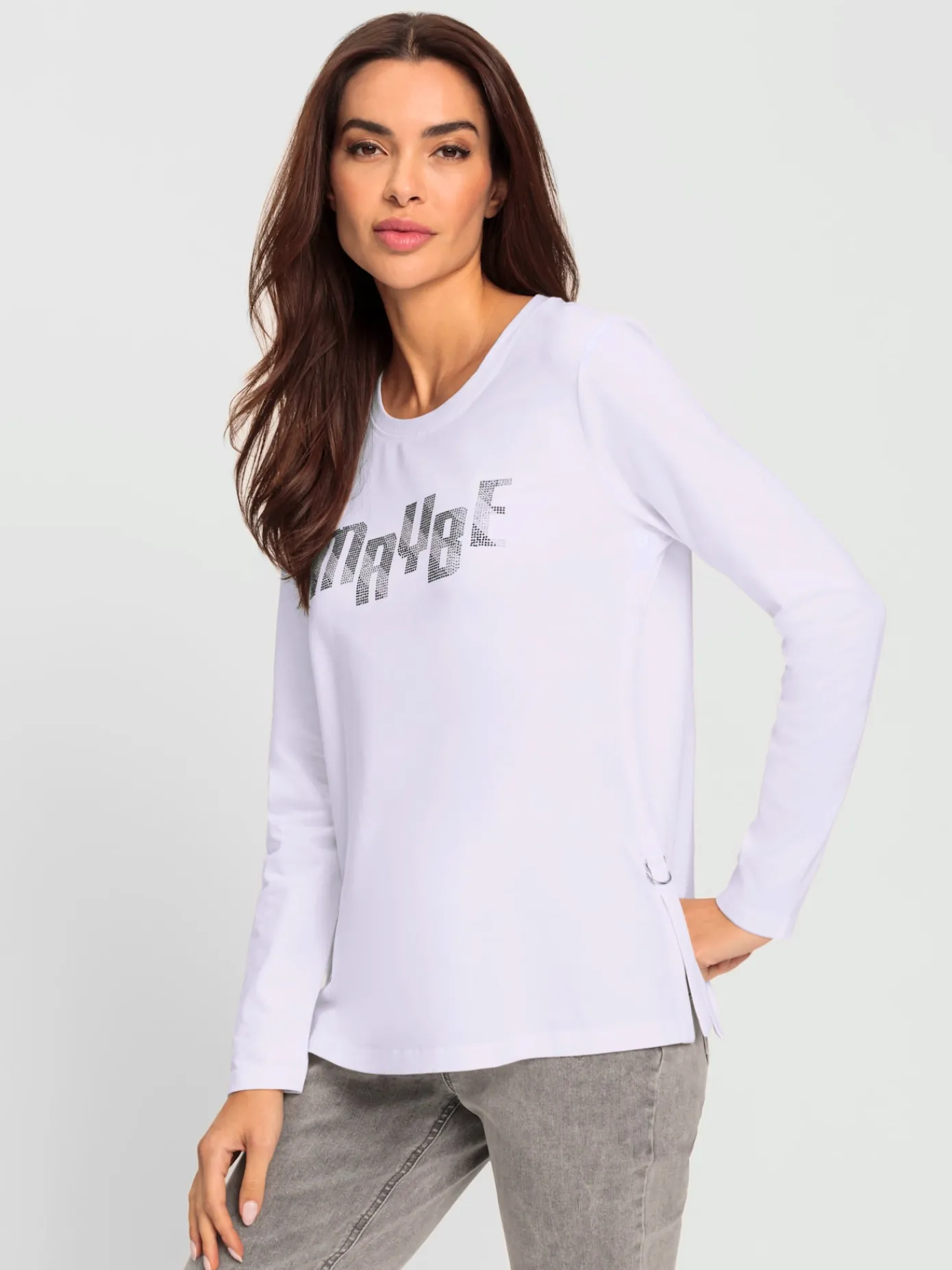 Rick Cardona T-Shirts<T-shirt à encolure ronde petites pierres brillantes fantaisie