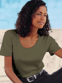 T-Shirts<T-shirt à encolure ronde pur coton