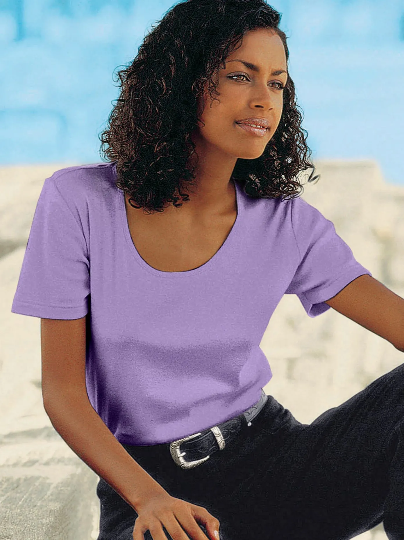 T-Shirts<T-shirt à encolure ronde pur coton