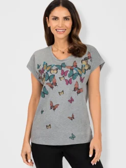 T-Shirts<T-shirt à encolure ronde structure en fil flammé