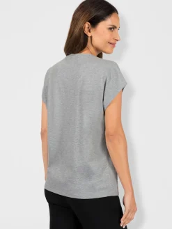 T-Shirts<T-shirt à encolure ronde structure en fil flammé