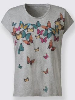 T-Shirts<T-shirt à encolure ronde structure en fil flammé