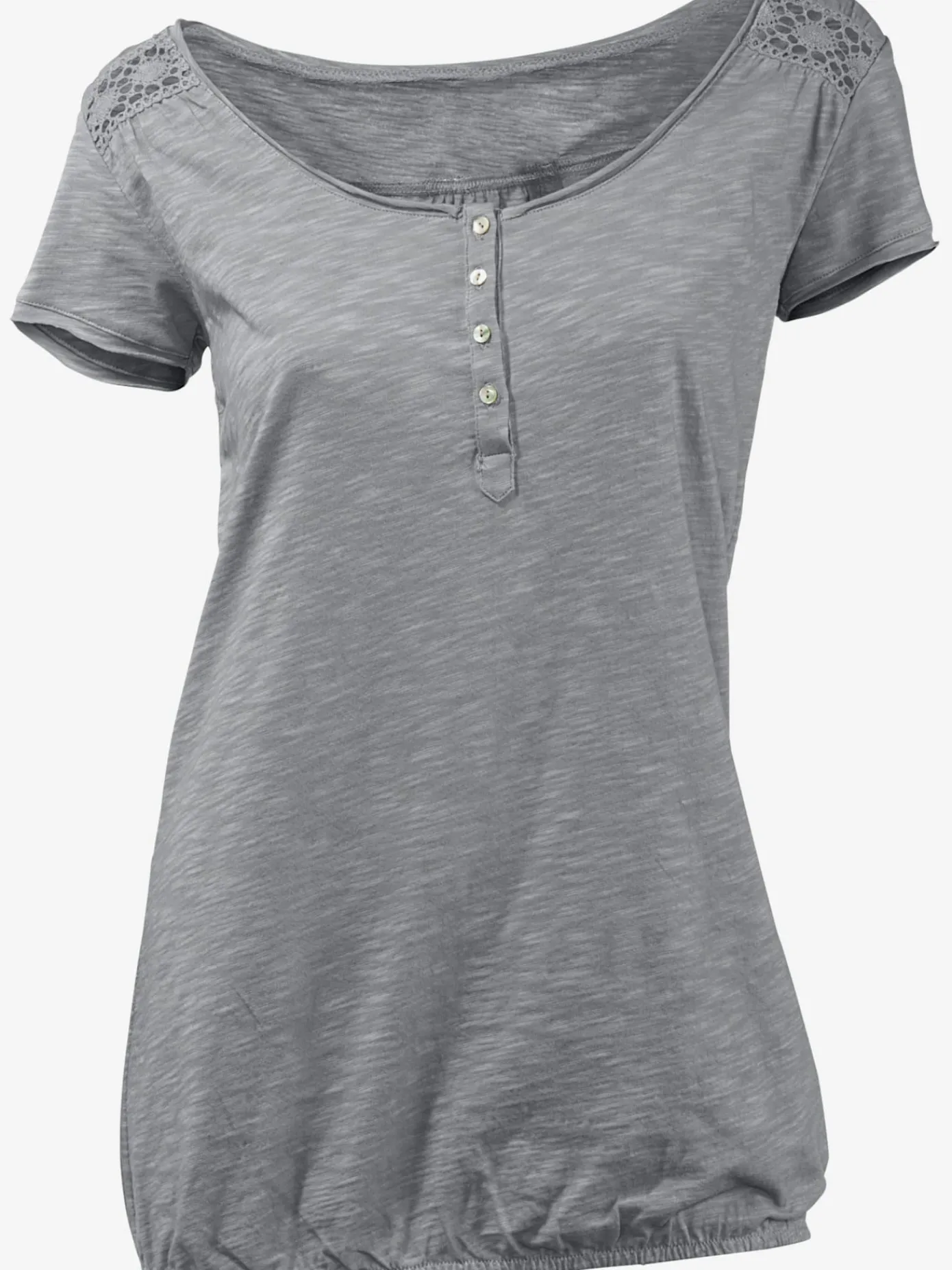 Linea Tesini T-Shirts<T-shirt à encolure ronde superbes détails en dentelle et boutons brillants