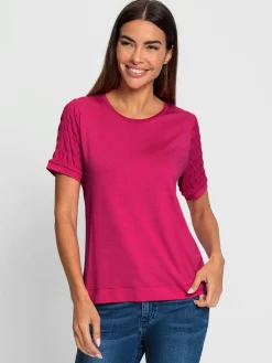 Rick Cardona T-Shirts<T-shirt à encolure ronde superbes parties smockées