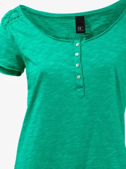 Linea Tesini T-Shirts<T-shirt à encolure ronde superbes détails en dentelle et boutons brillants