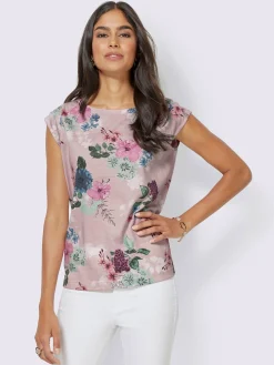 Alessa W. T-Shirts<T-shirt à fleurs en mélange de fibres naturelles