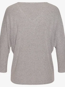 LASCANA T-Shirts<T-shirt à manches 3/4 bouton brillant à strass au niveau de l'encolure