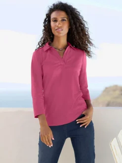 Best Connection T-Shirts<T-shirt à manches 3/4 col polo avec encolure en v