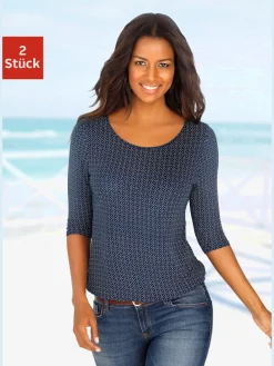LASCANA T-Shirts<T-shirt à manches 3/4 découpe tendance dans le cou