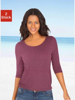 LASCANA T-Shirts<T-shirt à manches 3/4 découpe tendance dans le cou