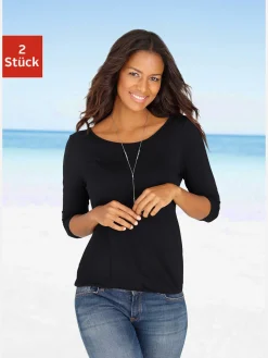 LASCANA T-Shirts<T-shirt à manches 3/4 découpe tendance dans le cou