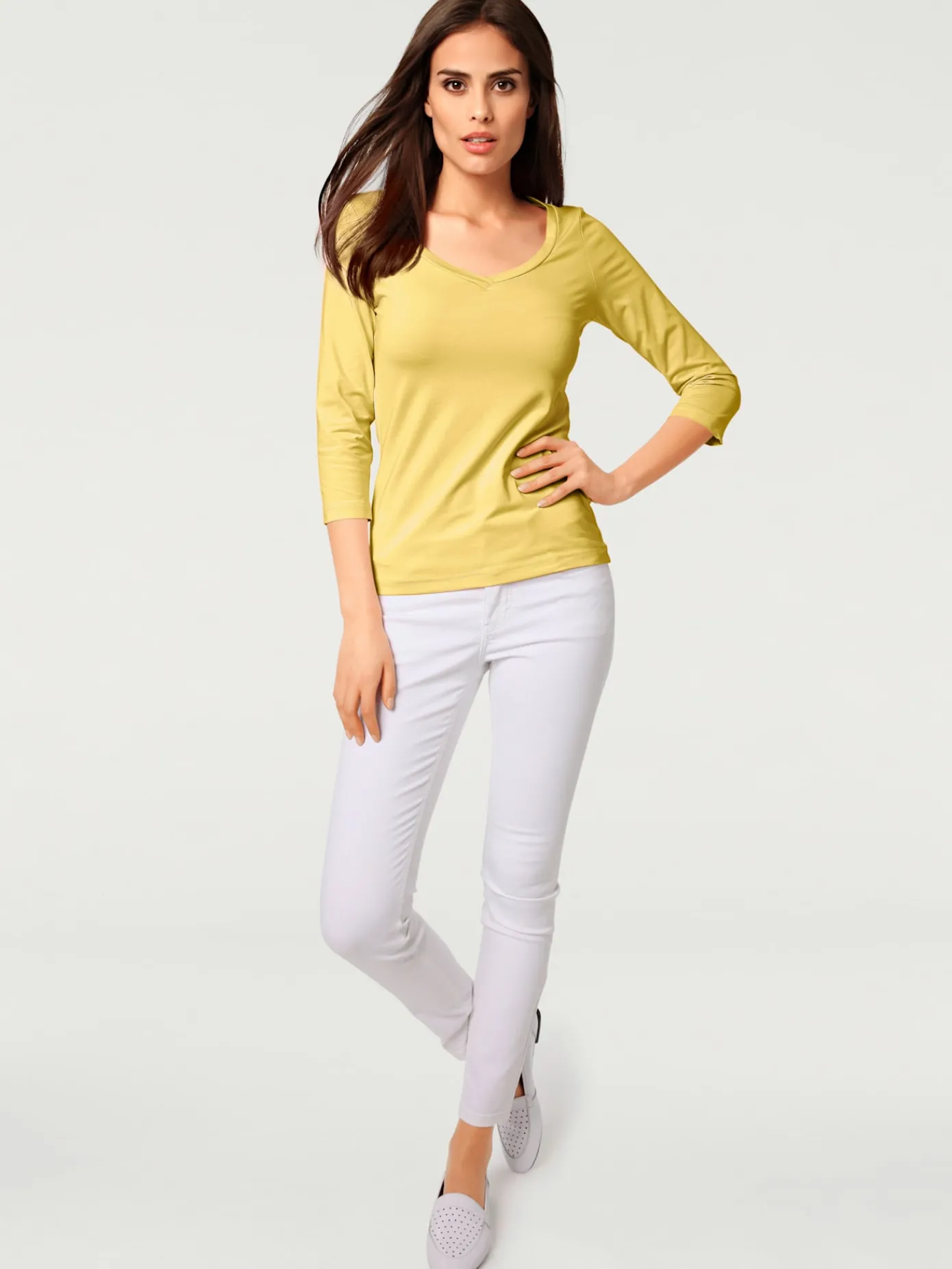 Ashley Brooke T-Shirts<T-shirt à manches 3/4 facile à associer, brillance mate