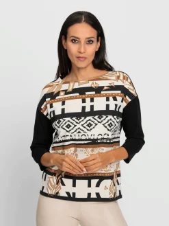 Rick Cardona T-Shirts<T-shirt à manches 3/4 imprimé ethnique mode