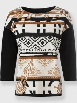 Rick Cardona T-Shirts<T-shirt à manches 3/4 imprimé ethnique mode