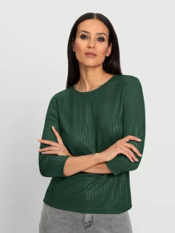 Rick Cardona T-Shirts<T-shirt à manches 3/4 imprimé feuille brillant