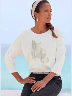 LASCANA T-Shirts<T-shirt à manches 3/4 imprimé feuille de qualité