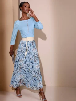 Creation L Tenues De Cérémonie|T-Shirts<T-shirt à manches 3/4 jolies pierres brillantes fantaisie