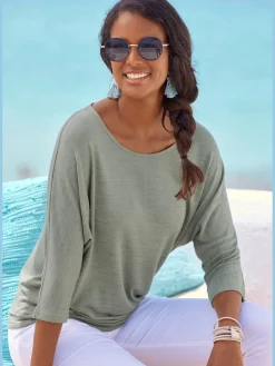 LASCANA T-Shirts<T-shirt à manches 3/4 manches chauve-souris pour un look décontracté