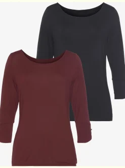 Vivance T-Shirts<T-shirt à manches 3/4 manchettes tendance et boutons dorés aux finitions