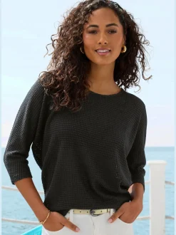 Vivance T-Shirts<T-shirt à manches 3/4 matière gaufrée légèrement transparente