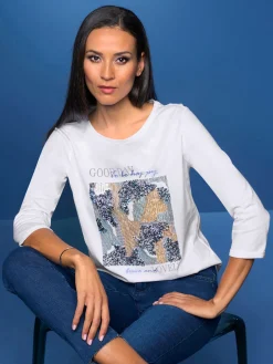 Rick Cardona T-Shirts<T-shirt à manches 3/4 orné de paillettes brillantes