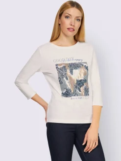 Rick Cardona T-Shirts<T-shirt à manches 3/4 orné de paillettes brillantes