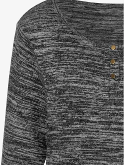 LASCANA T-Shirts<T-shirt à manches 3/4 patte de boutonnage courte avec boutons dorés