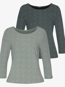 LASCANA T-Shirts<T-shirt à manches 3/4 petit nœud et découpe à la finition des manches