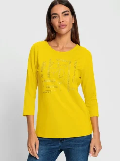 Rick Cardona T-Shirts<T-shirt à manches 3/4 petites pierres brillantes fantaisie