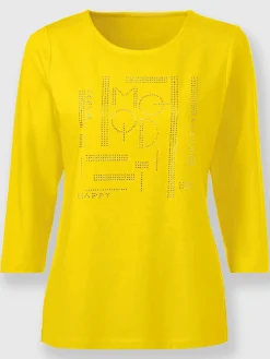 Rick Cardona T-Shirts<T-shirt à manches 3/4 petites pierres brillantes fantaisie