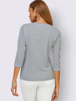 Creation L T-Shirts<T-shirt à manches 3/4 petites pierres fantaisie