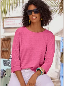 Vivance T-Shirts<T-shirt à manches 3/4 qualité crêpe structurée