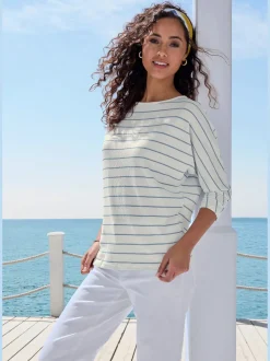 Vivance T-Shirts<T-shirt à manches 3/4 rayures structurées