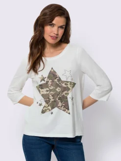 Mandarin T-Shirts<T-shirt à manches 3/4 séduisant motif à étoiles